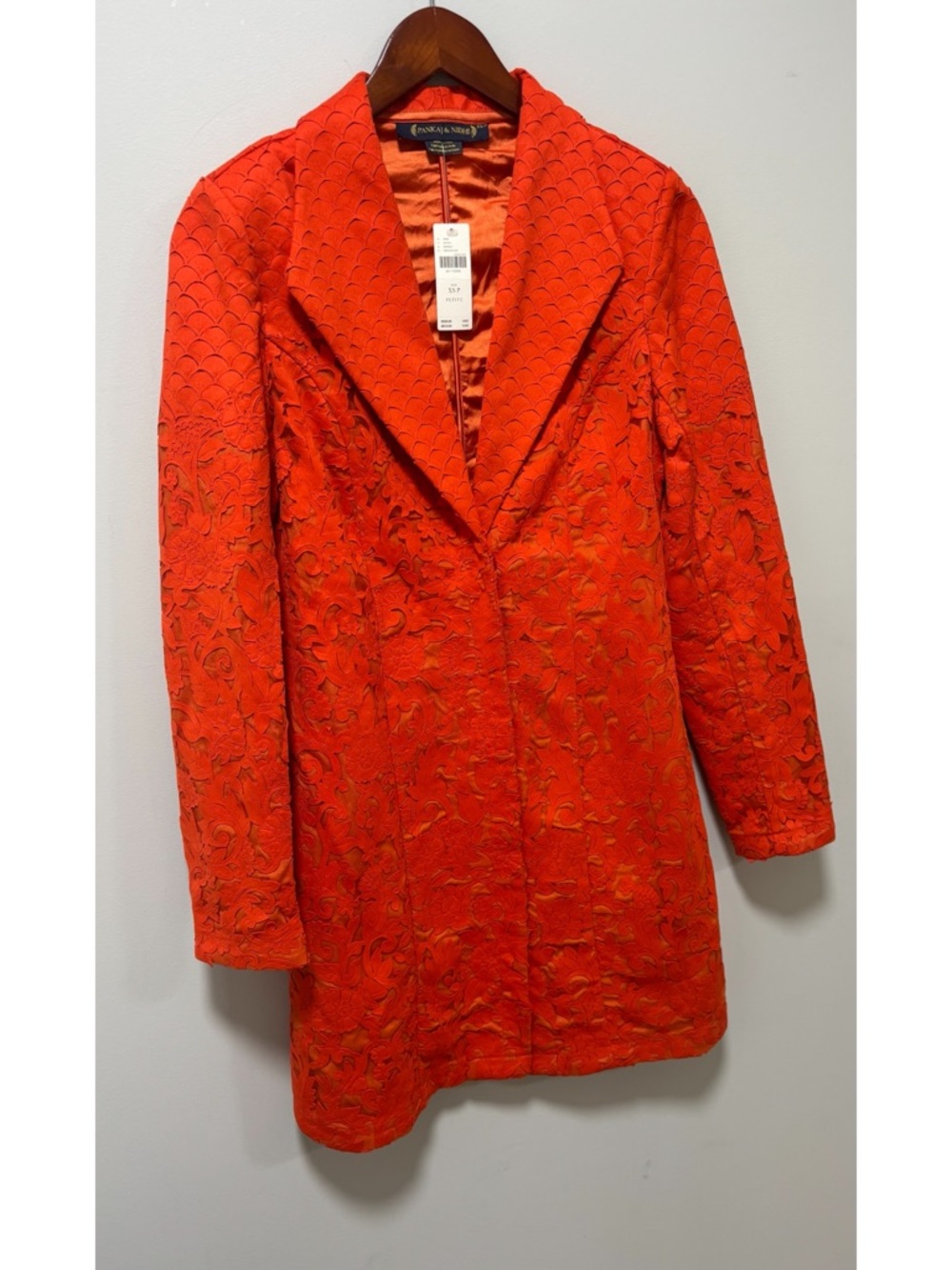 Anthropologie Pankaj & Nidhi Heavily Embroidered Blazer Dress NWT Red Rouge XS/P - Picture 5 of 10